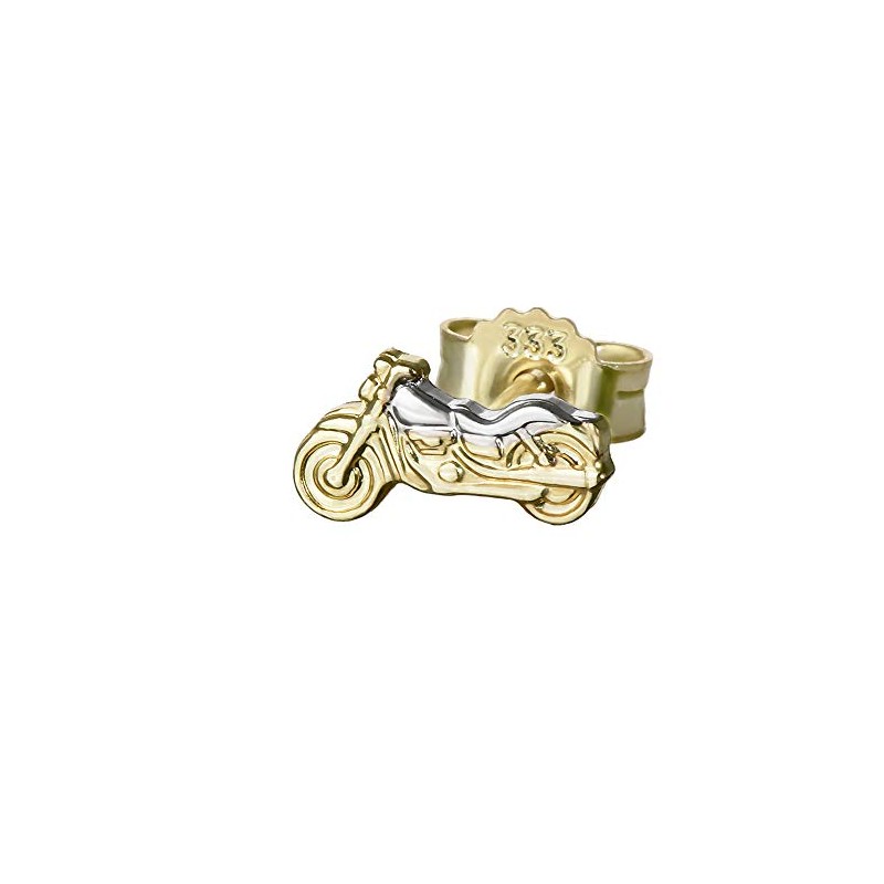 NKlaus Single Motorcycle Stud Earrings Small Bicolour 8 x 4
