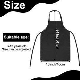 BOUBONI 20 Pcs Kids Apron with 2 Pockets Adjustable Kids Chef Apron Bulk for Cooking Baking Painting Crafting (Black)