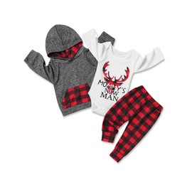 oklady Toddler Boy Clothes Deer Print Hoodie Tops Pants Baby Boy Sweatsuit Baby Boy Christmas Outfits 6-12 Month
