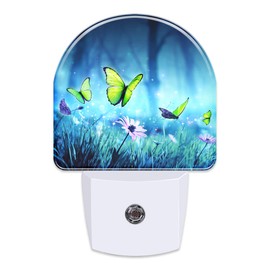 sndheke Mystic Fairy Butterflies Glowing Butterfly Forest Dusk to Dawn Plug in Night Light, 0.5w Energy Saving Sleep Friendly Night Light for Kids Boys Girls Home Decor