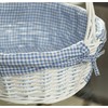 White Round Willow Gift Basket, with Blue Gingham Liner and