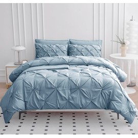 Lane Linen Twin XL Comforter Set, 5 Piece Twin XL Bedding, Pintuck Twin XL Bed in a Bag, Twin XL Bedding Comforter Sets, Twin XL Bed Comforter Set with Sheets, Pillowcase & Sham, Bed Set - French Blue