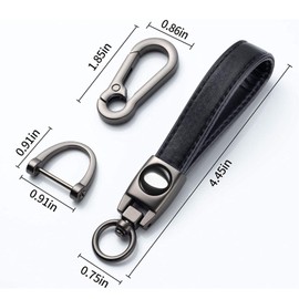 MAONIISHOP Genuine Leather Car Keychain Compatible for Ford Fusion, F150, F250, F350, F450, F550, Edge, Explorer - Key Chain for Men and Women with Screwdriver