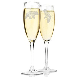 Papa Bear and Mama Bear Champagne Toasting Flute Glasses, Set of 2
