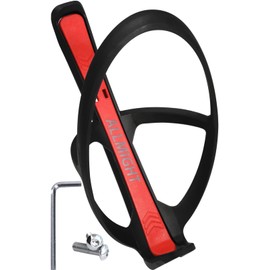 ALLMIGHT Bottle Cage, Wide Set of 2, Ultra Lightweight and Durable; Includes Bolts, Tools, and Tire Lever; Body Weight: Approx. 0.7 oz (19 g); Drink Holder, Bottle Holder, Road Bike, Compatible with Bottles Approx. 3.0 inches (75 mm), Lightweight (Red)