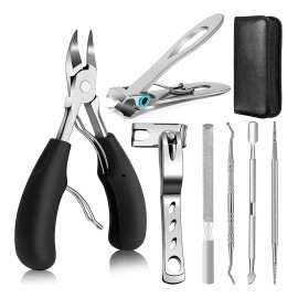 Juego De Cortaúñas Grande Kits Para Uñas De Manos Y Pies 7pc，Este set incluye 8 herramientas profesionales de manicura, que satisfacen las necesidades de recorte, cuidado diario y tratamiento de probl