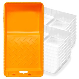 Mister Rui Paint Tray, 4 Inch Plastic Paint Tray with 15 Pieces Paint Pan Liners, Disposable Paint Tray, Paint Roller Tray, Transparent Paint Tray Liners for Painting