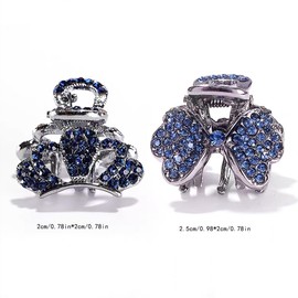 6pcs Mini Metal Hair Claw,Crystal Rhinestone Small Hair Clips,Non Slip Clips French Styling Hair Accessories for Women and Girls