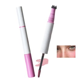 Hfpengzan Blush Freckle Pen, 2in1 Light Brown Faux Freckle Stamp Pen, Soft Dot Sopt Pen Pink Blush for Natural Effortless Sunkissed Makeup, Waterproof Longlasting Fake Freck Tint Marker Pen