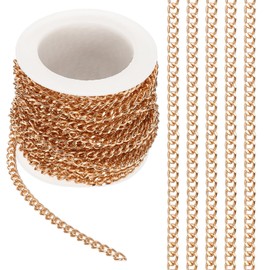 PATIKIL 16.4Ft Aluminium Curb Chains Twisted Links, 5x3.5mm Curb Chain Spool Jewelry Making Chains Craft Chain for Necklace Bracelet Earring, Rose Gold