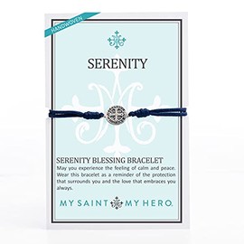 My Saint My Hero Serenity Blessing Bracelet - Silver Medal (Navy Cord)