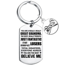 Waeceip Funny Grandma Gifts from Granddaughter Grandson Grandma Keychain Best Gift Idea for Grandmother Birthday Mothers Day Gift