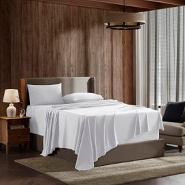 Nestl Short Queen Sheet Set - 1800 Ultra-Soft Microfiber - Double Brushed - Deep Pockets - Easy Fit - 4 Piece Set - Bed Sheets (Short Queen, White)