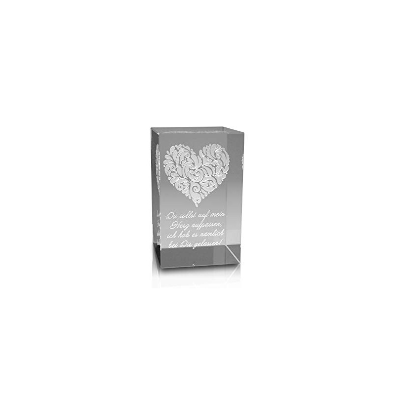VIP-LASER 3D XL Glass Crystal with Decorated Heart and Love