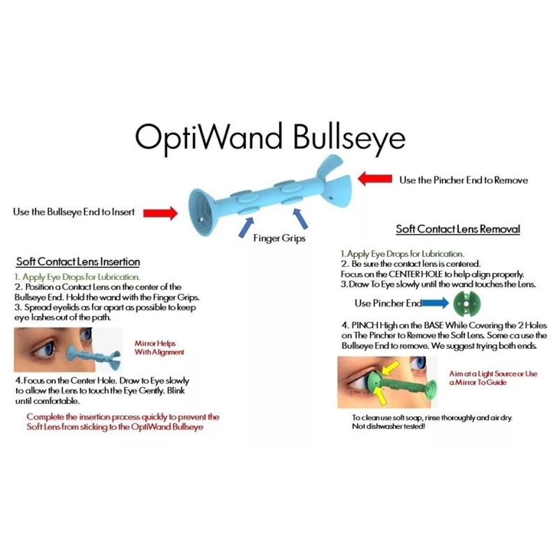 OptiWand Bullseye soft contact lens insertion removal tool - Large