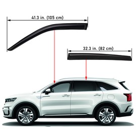 Lightronic WV94816 Outside-Mount Side Window Deflectors & Visors Vent Rain Guards, Dark Smoke, 4-Pieces Set, Fits 2021-2023 Kia Sorento
