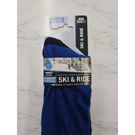Cabot & Sons Merino Wool Ski & Ride Socks Blue Mens Size 9-12, USA Made- NEW