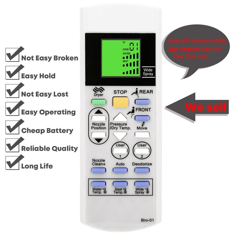 XIVUE Replacement Remote Control for Brondell Bidet Toilet Seat Swash