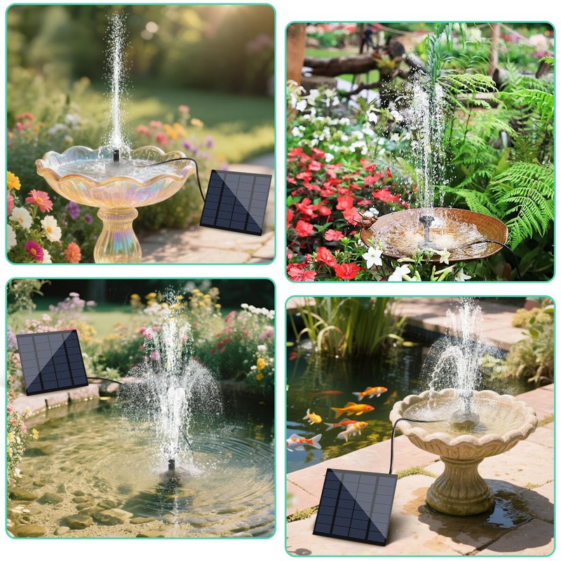 Solar Water Fountain for Bird Bath with Seperate Solar Panel