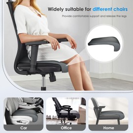 FLORICH Car Seat Extender Leg Extender Support Cushion for Driver Seats Office Chair, Leather Carseat Leg Support for Long Drivers Universal Car Seat Cushion Legs Rest Pads-Grey