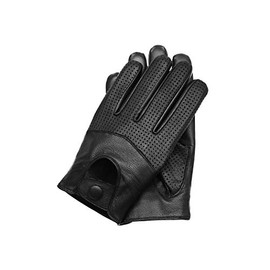Riparo Men's Touchscreen Texting Half Mesh Perforated Summer Driving Motorcycle Leather Gloves (Medium, Black)