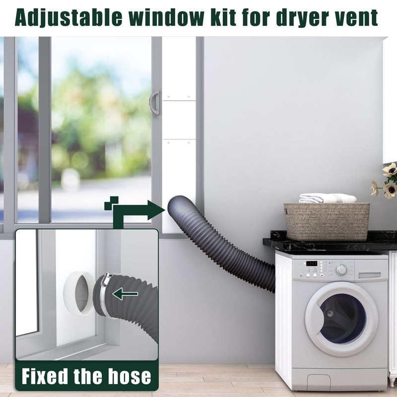 Flehomo Dryer Vent Window Kit, Include Dryer Vent Cover with