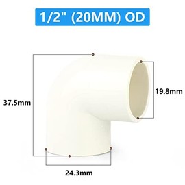 ERGAOBOY 15Pcs 20MM 1/2" PVC 90 Degree Elbow Coupling Pipe Fittings, Pipe Socket Fittings, for Home or Industrial