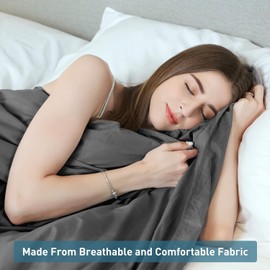 Weighted Idea Cool Removable Duvet Cover 48''x72'' for Weighted Blanket (Soft and Fabric, Dark Grey)