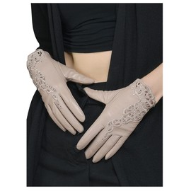 FIORETTO Womens Genuine Leather Driving Gloves Unlined Sheepskin Ladies Driving Gloves Thin Beige Medium