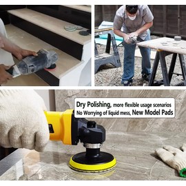 16 Packs Dry Diamond Polishing Pads Grit 100, 4 Inch Dry/Wet Granite Sanding Pad for Bufffing Marble Quartz Concrete Stone Tiles Used for Grinder Polisher Drill