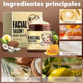 LUSCOR 2pcs Whipped Beef Tallow and Honey Balm，Bálsamo de Sebo de Res Batido Y Miel, Crema de Miel de Sebo Pura para Rostro Y Cuerpo,120g of Beef Tall