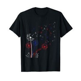 America Costume Red Blue White Cute Dandelions 4th Of July T-Shirt for Women Kids Men