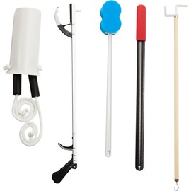 American Hospital Supply 5-Piece Hip/Knee Replacement Kit [1 Each] – Surgery Assistance with Stocking Aid, Reacher, Sponge Rod, Shoehorn, and Hook | Medical Equipment