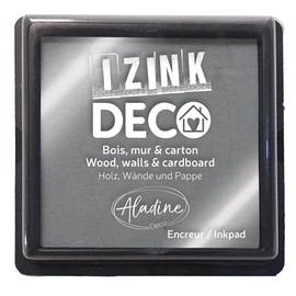 Aladine - Izink Decorative XL 10 x 10 cm Ink Pad - Very Opaque Pigments, Quick Drying - High Quality Foam - Ideal for Creative Fingerprints on Wall, Wood and Card - Silver