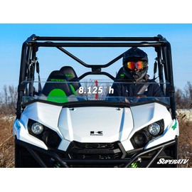 SuperATV Heavy-Duty Non-Scratch-Resistant Half Windshield for 2016+ Kawasaki Teryx 800 / Teryx 4 800 | 2021+Teryx S / Teryx 4 S | 1/4" Thick Clear Polycarbonate 250x Stronger Than Glass | USA Made!