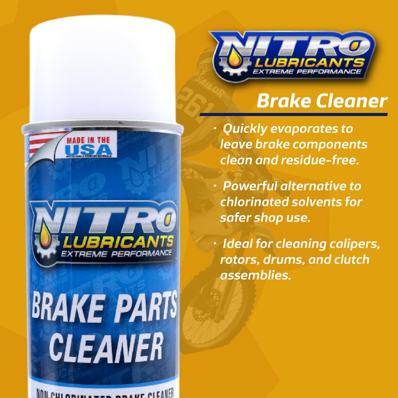 Nitro Lubricants Brake Cleaner – Fast-Drying, Non-Chlorinated Formula Removes Grease,