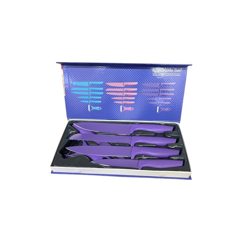 Stainless Steel Purple 6 Piece Kitchen Knife Set