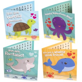 Red Robin Greetings Valentine's Day Cards - Fun Valentine Cards For Kids Sea Life, Word Search Kids Valentines Cards For Boy or Girl (28-Count With Envelopes)