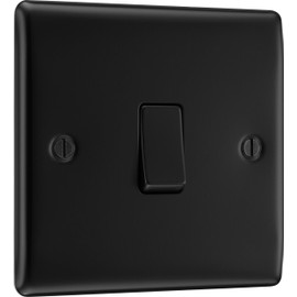 BG Electrical Nexus Metal Single Switch, 2 Way, 20A, 16AX, Matt Black