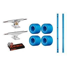 INDEPENDENT 129 Skateboard Trucks, Powell Rat Bones Blue Wheels, Blue Rails, Reds