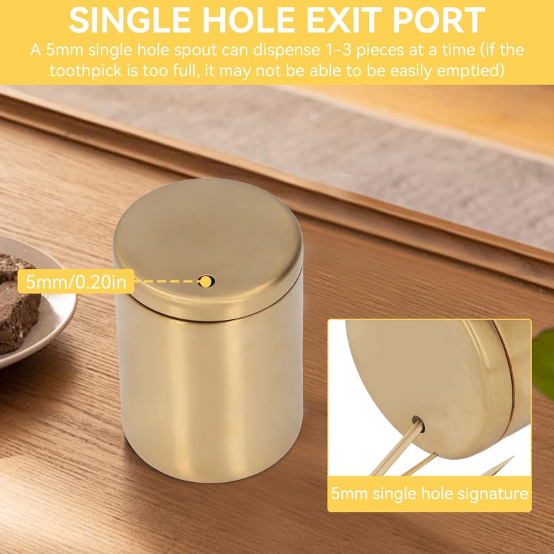Toothpick Holder, 3.1x2.2in Stainless Steel Toothpick Holder Dispenser Pocket Toothpicks