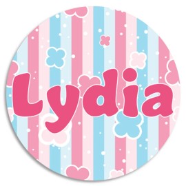 Kiwi Gifts Lydia - 3 Pack Circle Stickers 3 Inch - Name Tag Water Bottle School Supplies
