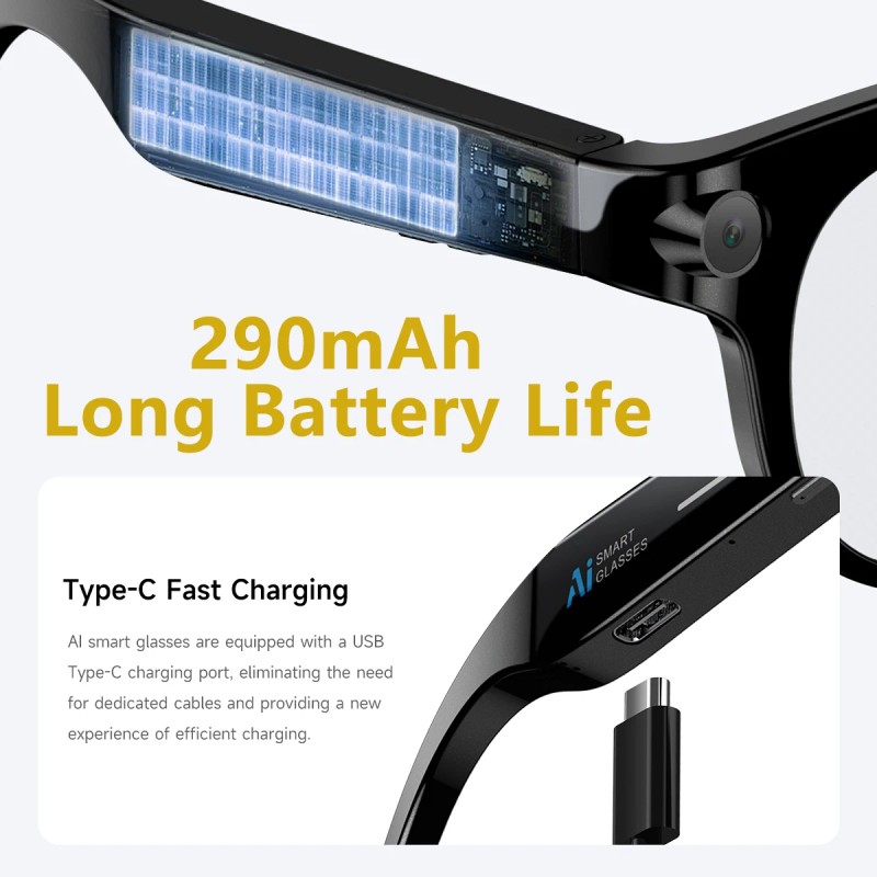 SENBONO M89-S Smart Translation Glasses with Gradient Lenses HD Camera