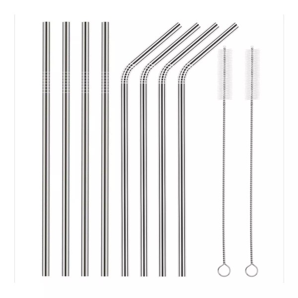 Set 8 Popotes Acero Inox Ecológicos 30 Y 20 Oz