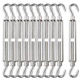Lsqurel Turnbuckle 10pcs 304 Stainless Steel Turnbuckle Hook and Hook Heavy Duty Tensioner Adjustable Shade Sail Hardware for Tightening up Metal Cable Wire 5/32 1/4 5/16 3/8 1/2"