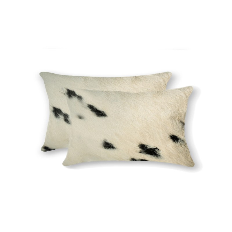 Homeroots 12" X 20" X 5" White And Black Cowhide