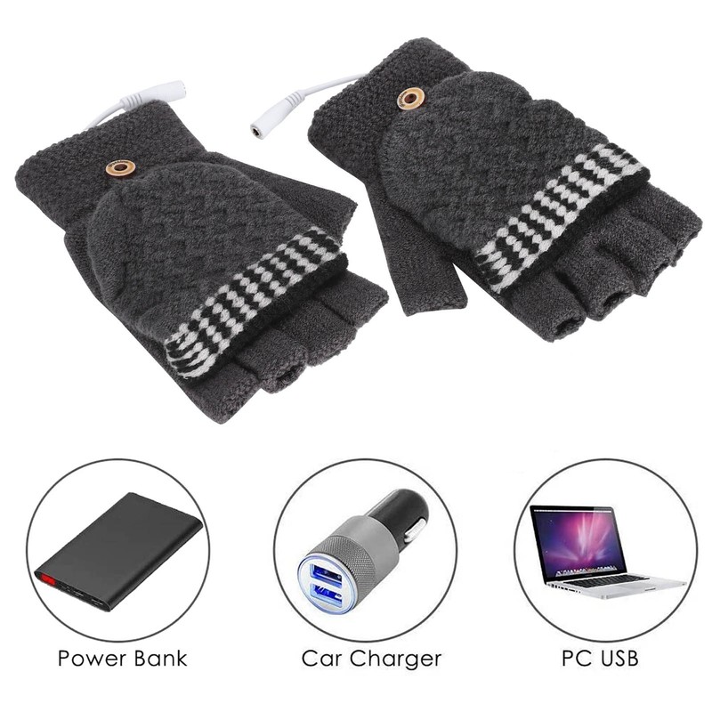 Rechargeable Heated Gloves USB Warm Laptop Glove Full Half Finger