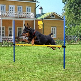 Pet Prime Dog Agility Training Equipment for Dog Obstacle Course Outdoor - Dog Agility Jump Set Jump Ring, Adjustable Jump Hurdle Bar, 12PCS Dog Weave Poles Set (Ajustable Jump Hurdle Bar)