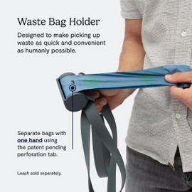 FABLE Waste Bag Holder - Poop Bag Case Made From Lightweight Silicone - Dual Attachment Points, Secure to Any Leash - Twist Off Cap & Anti-Spin Interior - Includes 3 Bag Rolls (45 Waste Bags), Slate