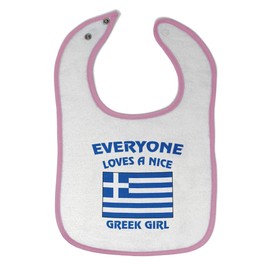 Toddler & Baby Bibs Burp Cloths Everyone Loves Everyone Loves A Nice Greek Girl Countries Cotton Baby Items for Baby Girl & Boy White Soft Pink Design Only